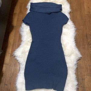 Teal Cowl neck short sleeve sweater dress.